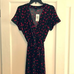 Cherry Print Faux Wrap Dress Torrid Size 00 NWT